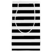 Horizontaal zwart-wit streeppatroon klein cadeauzakje (Voorkant)