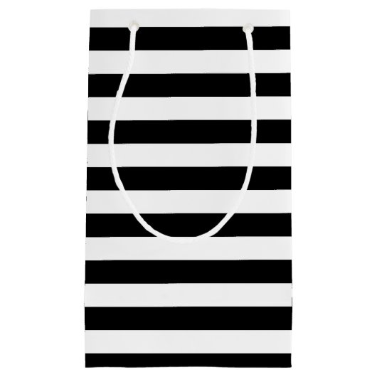 Horizontaal zwart-wit streeppatroon klein cadeauzakje (Voorkant)