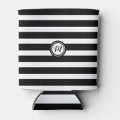 Horizontaal zwart-wit Striped Monogram Blikjeskoeler (Voorkant)