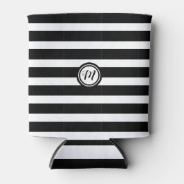 Horizontaal zwart-wit Striped Monogram Blikjeskoeler