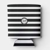 Horizontaal zwart-wit Striped Monogram Blikjeskoeler (Achterkant)