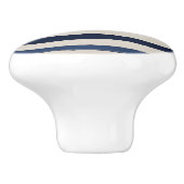 horizontal blue and white abstract stripes keramische knop (Zijkant)