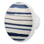 horizontal blue and white abstract stripes keramische knop (Rechts)