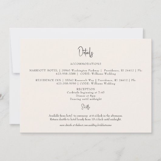 Horizontal Cream Wedding Details Kaart (Voorkant)