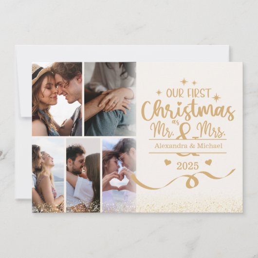 Horizontal First Christmas 6 Photo Layout Feestdagenkaart (Voorkant)