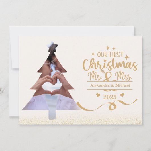 Horizontal First Christmas Tree Photo Feestdagenkaart (Voorkant)