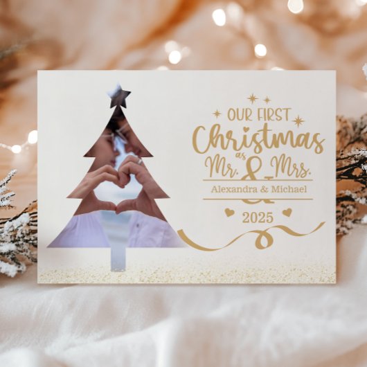 Horizontal First Christmas Tree Photo Feestdagenkaart