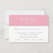  Horizontal Pink Simple Menu Choice RSVP Card (Voorkant)