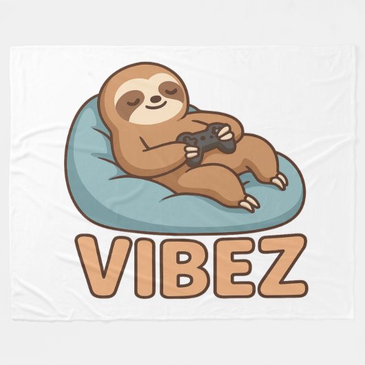 Horizontal Sloth VIBEZ Fleece Blanket – Chill Nap  (Voorkant (Horizontaal))