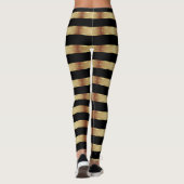 Horizontal Stripe Black Gold Metallic Glossy Leggings (Achterkant)