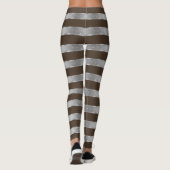 Horizontal Stripe Brown Silver Metallic Glossy Leggings (Achterkant)