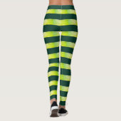 Horizontal Stripe Yellow Green Glossy Pattern Leggings (Achterkant)