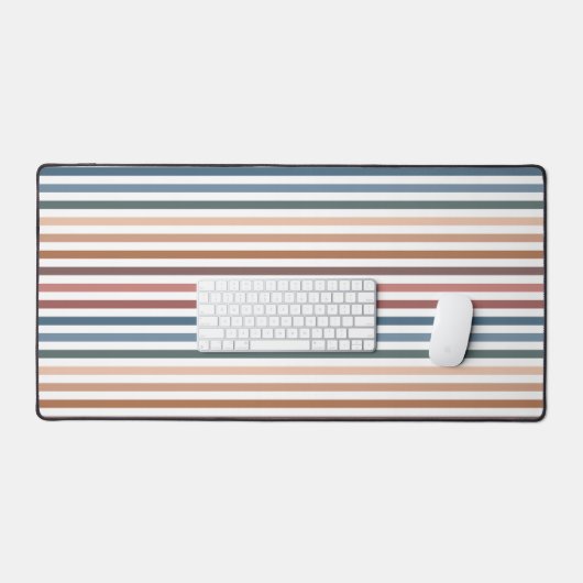 Horizontal Terracotta and Teal Stripes Bureaumat (Keyboard & Muis)