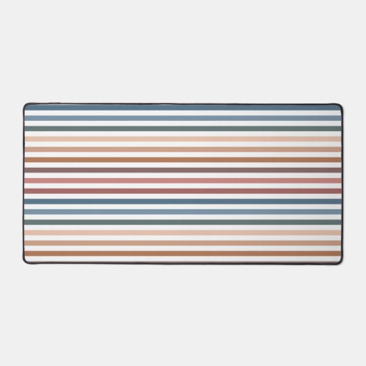 Horizontal Terracotta and Teal Stripes Bureaumat (Voorkant)