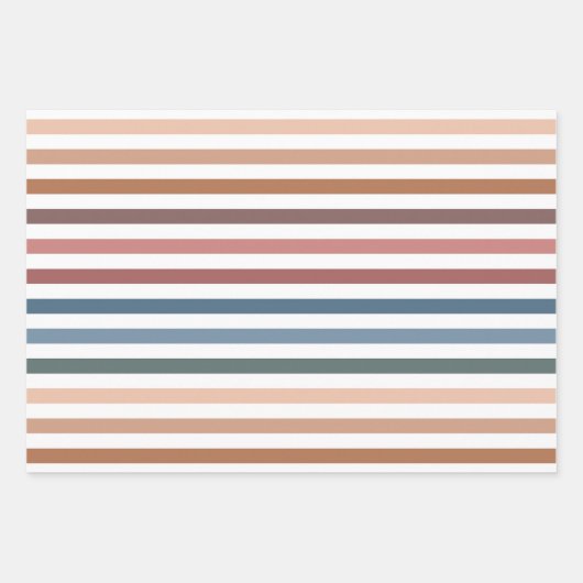Horizontal Terracotta and Teal Stripes Inpakpapier Vel (Voorkant 2)