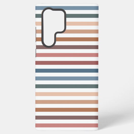 Horizontal Terracotta and Teal Stripes Samsung Galaxy Hoesje (Achterkant)