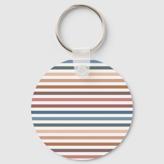 Horizontal Terracotta and Teal Stripes Sleutelhanger (Voorkant)
