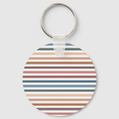Horizontal Terracotta and Teal Stripes Sleutelhanger (Achterkant)