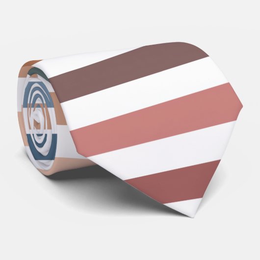 Horizontal Terracotta and Teal Stripes Stropdas (Opgerold)