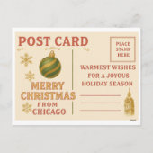 Horizontal Vintage Chicago Christmas Postcard Feestdagenkaart (Achterkant)