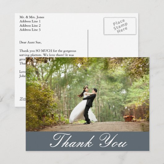 Horizontale aangepaste trouwfoto Dank u Briefkaart (Voorkant / Achterkant)
