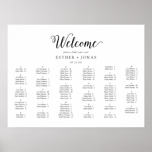 Horizontale alfabetische script poster (Voorkant)