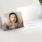 Horizontale Baby Foto Modern Handlettering script Bedankkaart