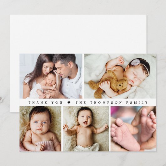 Horizontale Baby Meisje Fotocollage Douche Bedankkaart (Voorkant / Achterkant)