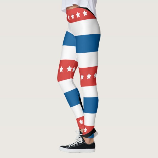 Horizontale banden Patriotische 4 juli Leggings (Links)