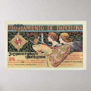 horizontale banner  art nouveau Barcelona Poster
