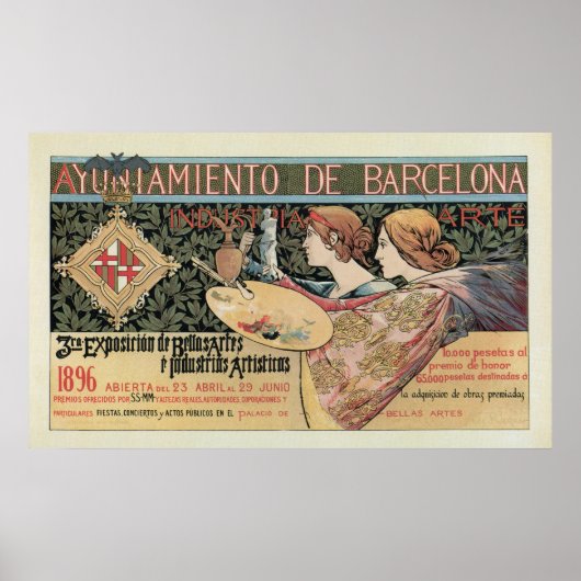 horizontale banner  art nouveau Barcelona Poster (Voorkant)