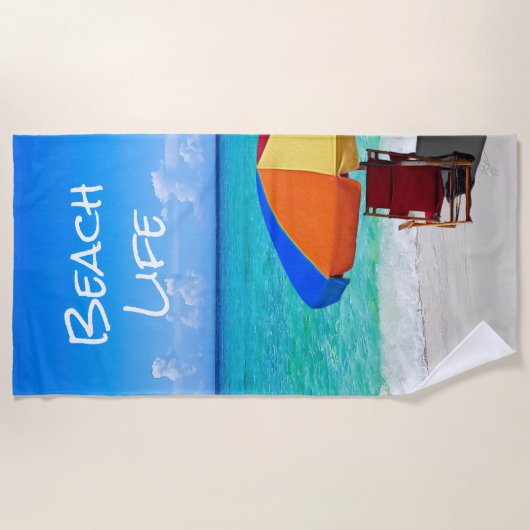 Horizontale Bedrijf Logo Tropical Beach Client Gif Strandlaken (Voorkant)