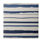 horizontale blauwe en witte abstracte strepen tegeltje (Voorkant)