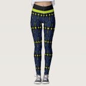 🎾 Horizontale blauwe, groene, zwarte tennis 🎾 Leggings (Voorkant)