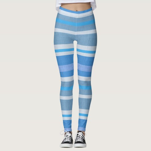 Horizontale blauwe schaduwen leggings (Voorkant)
