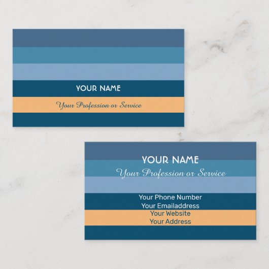 Horizontale blauwe strepen met sinaasappel visitekaartje (Voorkant / Achterkant)
