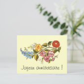 horizontale bloemen1 - Joyeux anniversaire Briefkaart (Staand voorkant)