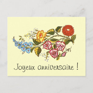 horizontale bloemen1 - Joyeux anniversaire Briefkaart