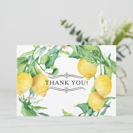 Horizontale citroenen bloem bedankbriefjes citrus kaart (Staand voorkant)