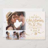 Horizontale eerste kerst 4 foto feestdagenkaart (Voorkant)