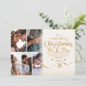 Horizontale Eerste Kerstmis 6 Foto Lay-out Feestdagenkaart (Staand voorkant)
