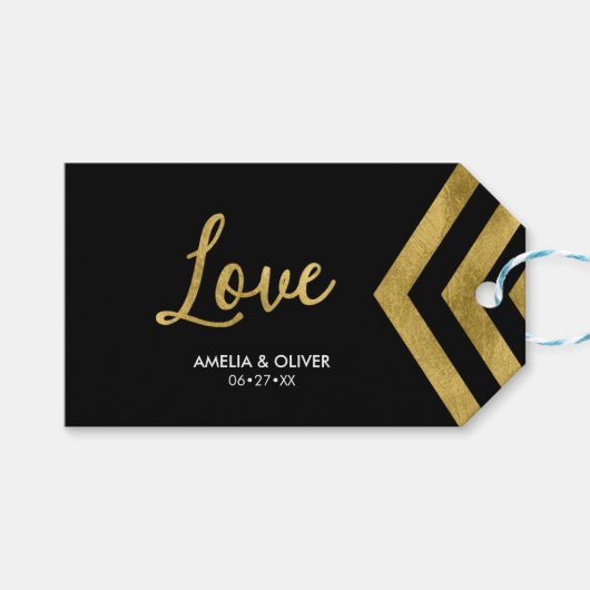 Horizontale Elegante Moderne Faux Gold Chevron Lie Cadeaulabel (Voorkant (Horizontaal))