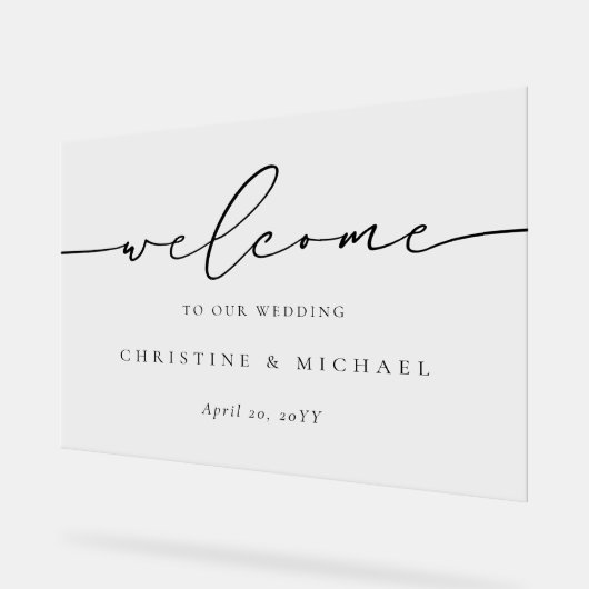 Horizontale Elegante Script Welkom Bruiloft Acryl Bord (Hoek)