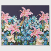 Horizontale Floral-grens. Lilies en delfiniums, Cadeaupapier (Vlak)