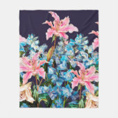 Horizontale Floral-grens. Lilies en delfiniums, Fleece Deken (Voorkant)