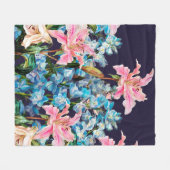 Horizontale Floral-grens. Lilies en delfiniums, Fleece Deken (Voorkant (Horizontaal))