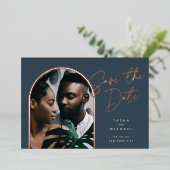 Horizontale Folieboog | Foto Save The Date Folie Uitnodiging (Staand Voorkant)