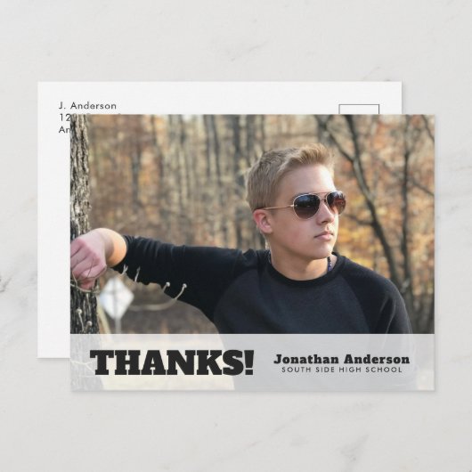 Horizontale foto Afstuderen Dank u Briefkaart (Voorkant / Achterkant)