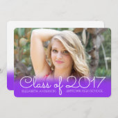 Horizontale Foto Afstuderen Paarse Klasse van 2017 Kaart (Voorkant / Achterkant)
