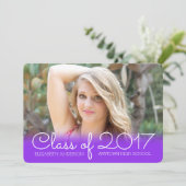 Horizontale Foto Afstuderen Paarse Klasse van 2017 Kaart (Staand voorkant)
